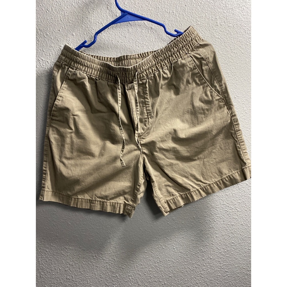 HM Mens Khaki Tan Elastic Waist Drawstring Regular Fit Chino Shorts Small